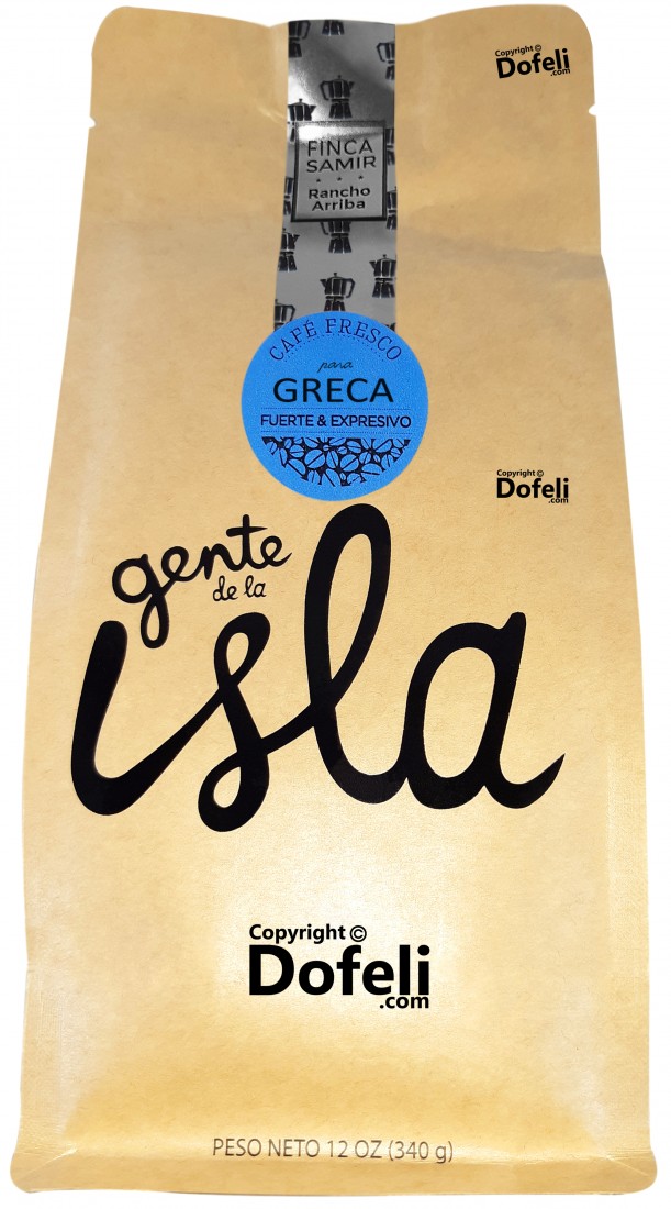 Ground coffee from Dominican Republic with strong and expressive flavor, USDA organic, produced by Gente de la Isla.